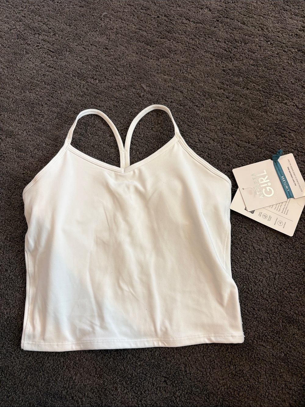 NWT Athleta Girl White Strappy Racerback Crop Tank